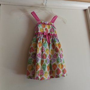 Strawberry Heart Print Cotton Dress Size 2T Summer Wedding Cottagecore RetroCute